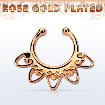 rssepd6 septum click falso plata 925 oro rosa 1mm corazon indio 12mm mayorista