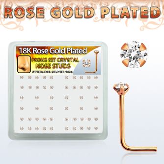 rssp14xc box w rose gold plated silver nose bone w 2mm crystal