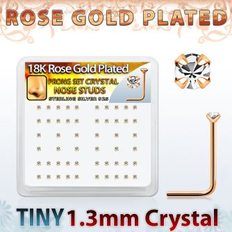 rssp6xc box w rose gold plated silver nose stud w 1 25mm crystal