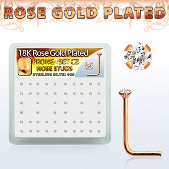 rssz12xc box w rose gold plated silver nose studs w 1 25mm cz top