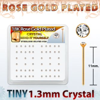 rsy6xc caja display piercing nariz doblar tu mismo plata esterlina 925 0 6mm oro rosa cristal claro 1 25mm mayorista