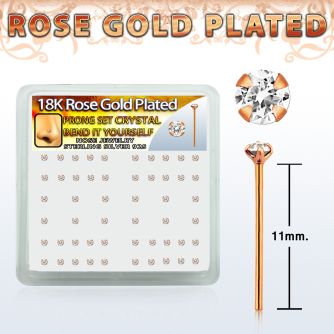 rsyp14xc rose gold plated silver bend it nose stud w 2mm crystal