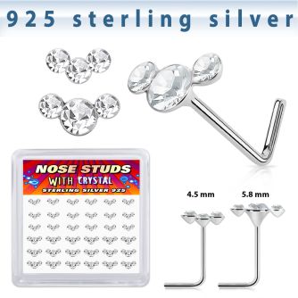 s36cumxc silver nose studs 22g crystals curved clear 36