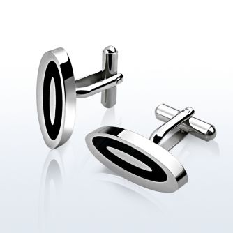 scl1 par gemelos acero inoxidable ovalado brillo espejo esmalte negro incrustado al por mayor