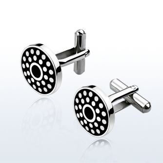 scl25 pair of high polished steel cufflinks w circle dots