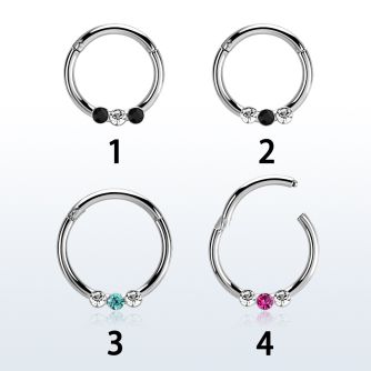 segh16ex 316l steel hinged segment ring 16g w 3 mixed crystals