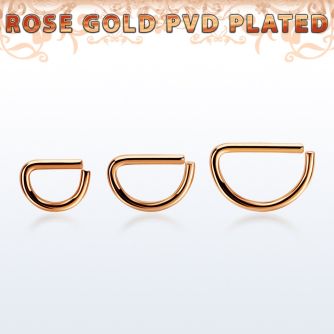 selttd16 rose gold plated 316l steel d shaped seamless ring 16g