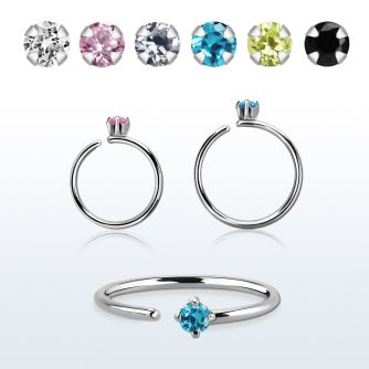 selz20 surgical steel seamless ring, 20g w a 2mm prong set cz