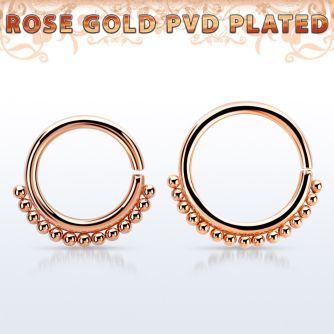 septtn annealed rose gold plated steel septum ring w small bead