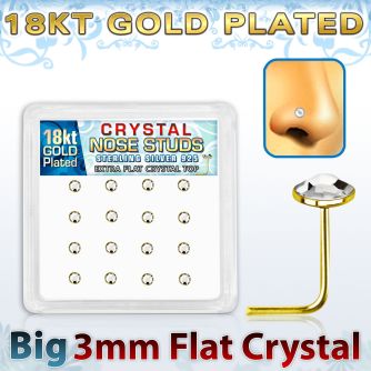 sfbrg16c box of silver nose studs with 18k gold clear crystal
