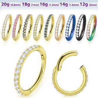 sgtsh10 anodized 316l steel hinged segment ring cz stones