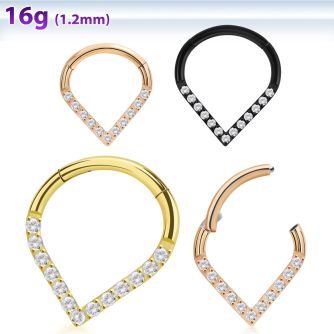 sgtsh15 anodized 316l steel hinged segment ring cz pear