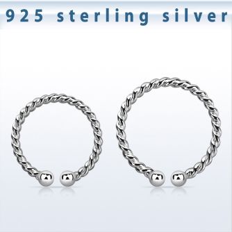 silver clip on nose hoop w twisted wire design