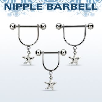 snpod25 barbell pezon estribo acero quirurgico bola 5mm colgante liso estrella mar plata distribuidor