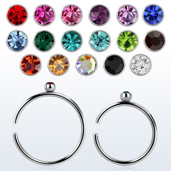 snr2 piercing nariz falso acero quirurgico 0.8mm unico cristal redondo diametro 8mm 10mm distribuidor