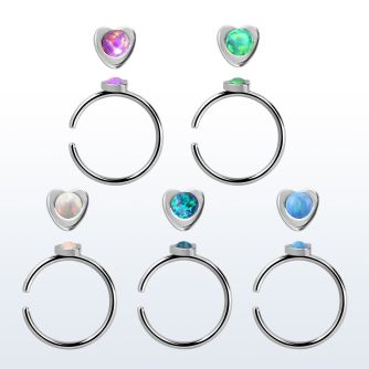 snr3op aro nariz clip acero quirurgico 0.8mm corazon opalo redondo 1 5mm centro venta