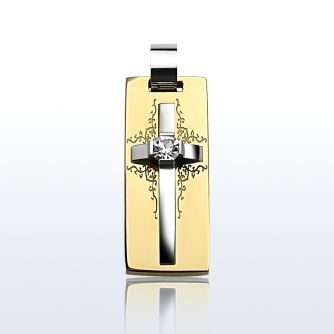 spd185 colgante acero inoxidable tonos cruz mate fondo oro cristal claro centro mayorista
