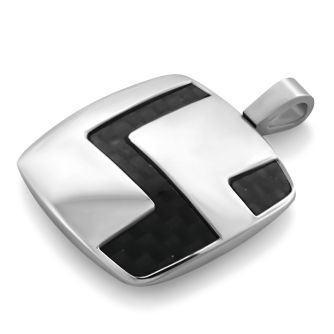 spd80 polished steel pendant with zigzag carbon fiber accent