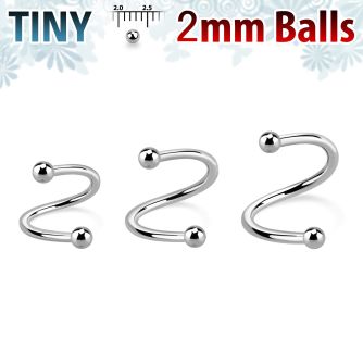speb2 surgical steel eyebrow spiral with two 2mm balls
