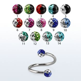 spefr3e espiral acero quirurgico ceja labio bolas multi cristal ferido 3mm colores al por mayor