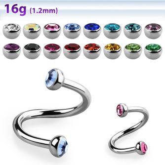 spehjb3 316l steel eyebrow spiral w 3mm bezel set half balls