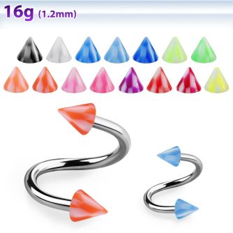 spenck 316l steel eyebrow spiral with acrylic checkered cone
