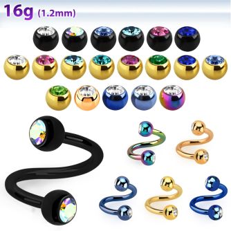 spet2c4 anodized steel eyebrow spiral w two 4mm jewel balls