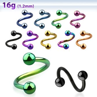 spetb premium pvd 316l steel eyebrow spiral with two 3mm balls