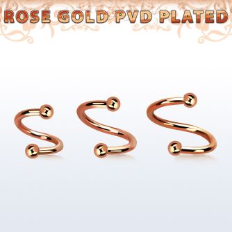 spettb25 rose gold steel eyebrow spiral w 2 2.5mm balls