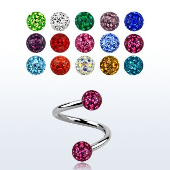 spfr4 316l steel spiral with 4mm ferido multi crystal balls