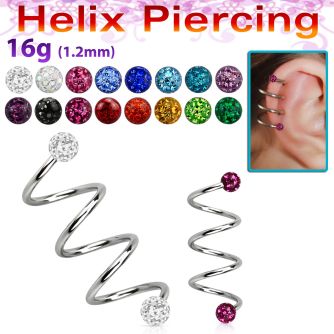sphefr piercing espiral helix acero quirurgico triple bolas multi cristal ferido 4mm mayorista