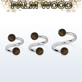 sppl5 organic spiral w 316l steel post w 2 5mm palm wood balls