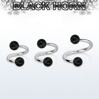 spwk5 organic spiral w 316l steel post w 2 5mm black horn ball