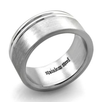 sr161 matte stainless steel band with two lined sides ring