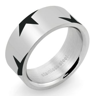 sr163 anillo grabado acero inoxidable brillo espejo estrellas negras distribuidor mayorista