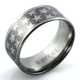 sr293 anillo tallado acero inoxidable mate estrellas brillo espejo distribuidor