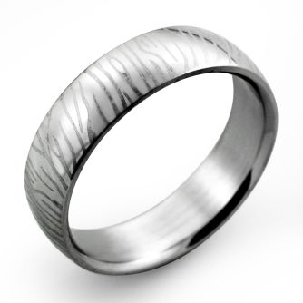 sr297 matte stainless steel ring with black zebra stripes