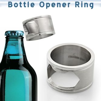 sr319 matte polished stainless steel bottle opener ring