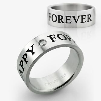 sr329 anillo acero inoxidable mate inscripcion happy forever decorativa zirconia centro distribuidor mayorista