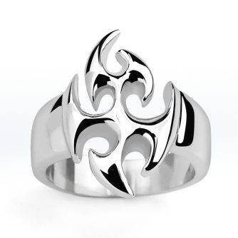 sr331 stainless steel ring with a casted tribal skull design
