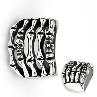 sr340 316l steel ring with fnger skeleton with small skulls