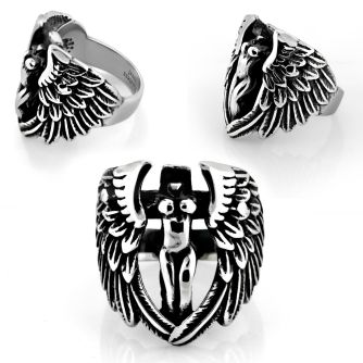 sr341 anillo acero 316l virgen decapitada desnuda alas brillo espejo distribuidor mayorista