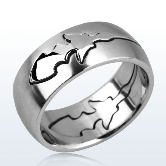 sr93 anillo acanalado acero inoxidable mate floral cortado mayorista