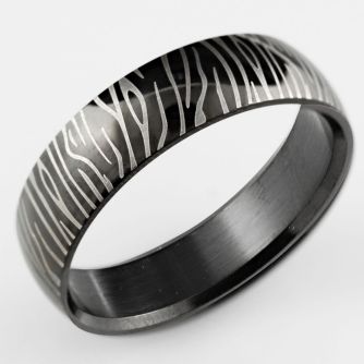 srb53 anillo acero inoxidable anodizado negro rayas cebra mayorista
