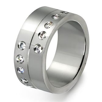 srcz53 stainless steel rings w cz stones in bezel setting