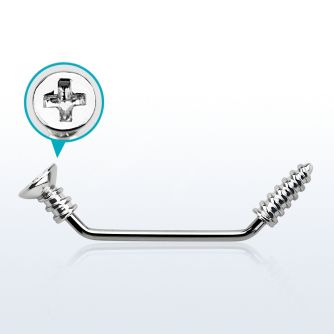 subscw 316l steel 45 surface barbell w cross screw screw tip