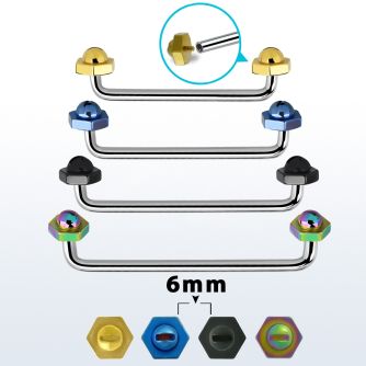 sudita6 barbell superficial industrial acero quirurgico rosca interna 90 grados formas tuerca tornillo hexagonal pvd 6mm distribuidor mayorista