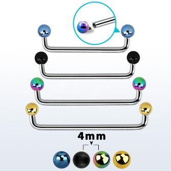 suditb4 internal steel surface barbell w 2 4 mm pvd plated balls