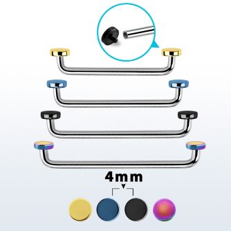 sudite4 barbell superficial industrial acero quirurgico rosca interna 90 grados discos pvd 4mm al por mayor