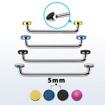 sudite5 barbell superficial industrial acero quirurgico rosca interna 90 grados discos pvd 5mm mayorista